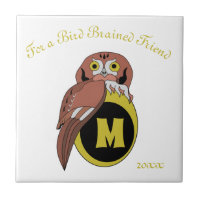 Whimsical Eastern Screech Owl Monograma