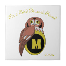 Whimsical Eastern Screech Owl Monograma