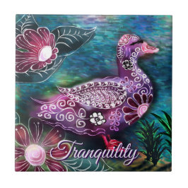 Whimsical Floral Duck Purple Teal Personalized