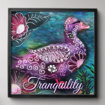 Whimsical Floral Duck Purple Teal Personalized