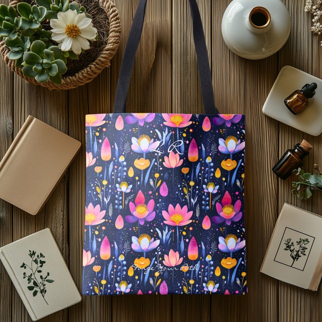 Whimsical Floral Wellness Tote Bag (Criador carregado)