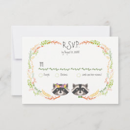 Whimsical Forest Raccoons Rustic Weding RSVP