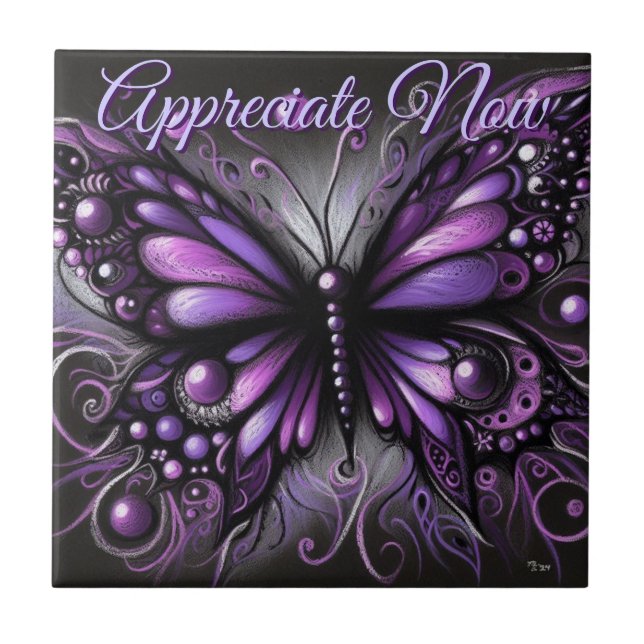 Whimsical Gothic Butterfly Purple Personalized (Frente)