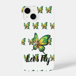 Whimsical Green and Yellow Fluttering Butterfly
