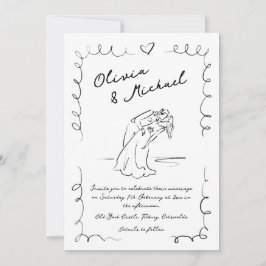 Whimsical Hand Drawn Quirky Wedsing Convite
