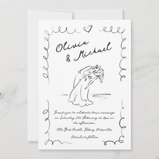 Whimsical Hand Drawn Quirky Wedsing Convite