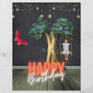 Whimsical Happy Birthday Surreal AlterArt Paper