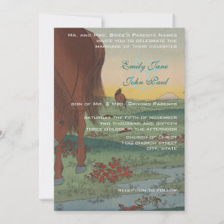 Whimsical Horse Convite de casamento Vintage Japon