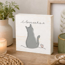 Whimsical I love Cats Silhouette