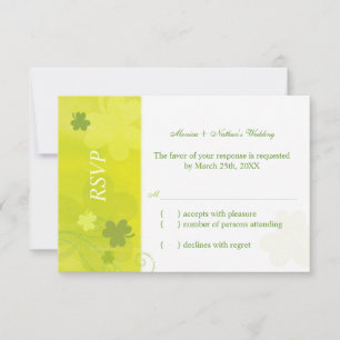 Whimsical Irish Green Shamrocks Casamento RSVP