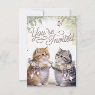 Whimsical Kitten Wedding Invitation 