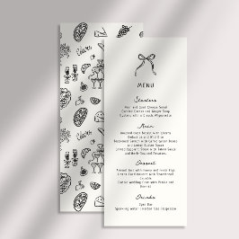 Whimsical, manuscrito manuscrito Menu plano de cas