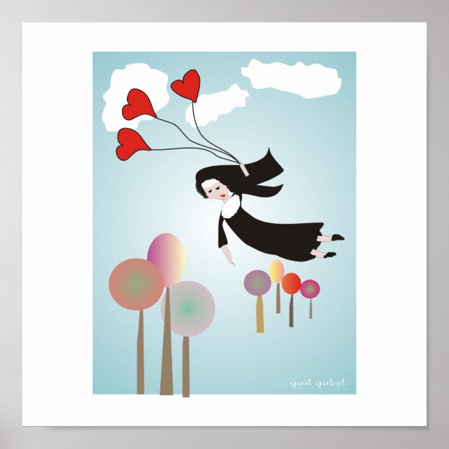 Whimsical Nuns "Soaring Nun" Art Poster (Frente)