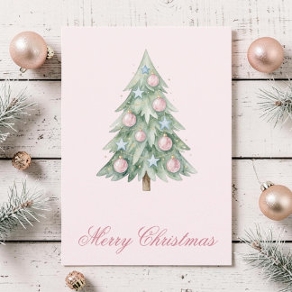 Whimsical Pastel Pink Christmas Tree Holiday Photo