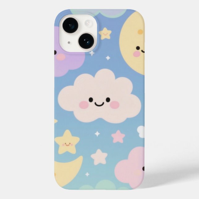 Whimsical Pastel Sky – Cute Clouds, Moons & Stars  (Verso)