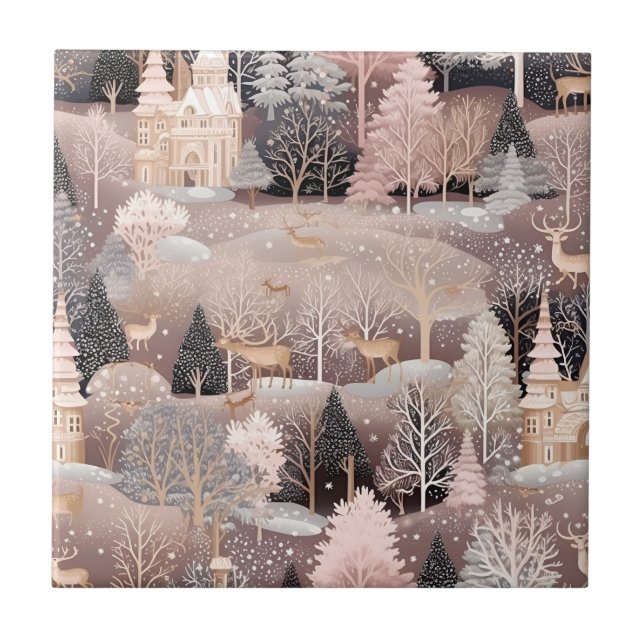 Whimsical Pink Winter Landscape (5) (Frente)