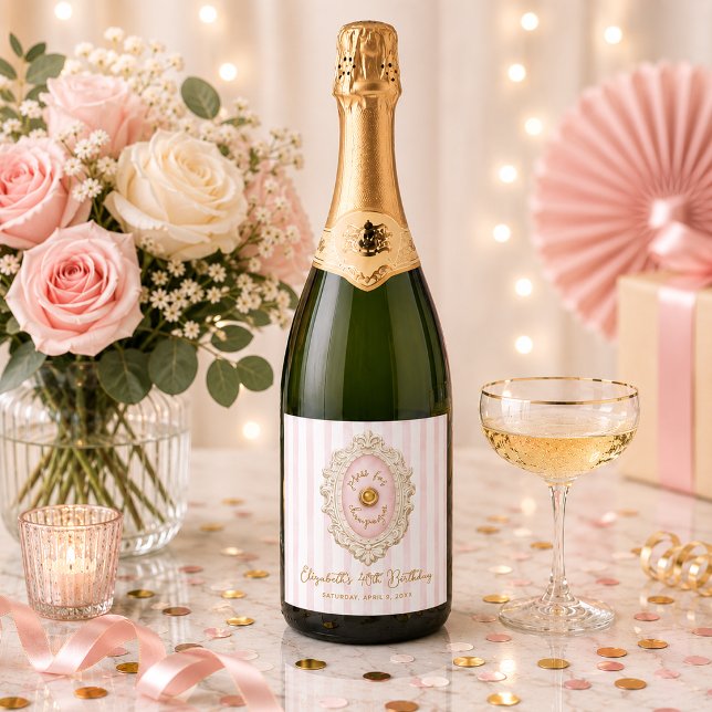 Whimsical Press para Aniversário de Champanhe  (Whimsical Press for Champagne Birthday Sparkling Wine Label)