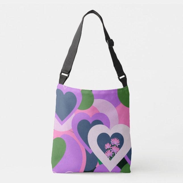 Whimsical Purple Heart Art Tote (Frente)
