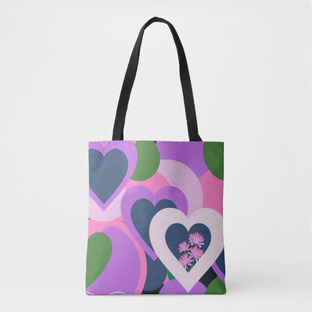 Whimsical Purple Heart Art Tote (Frente)