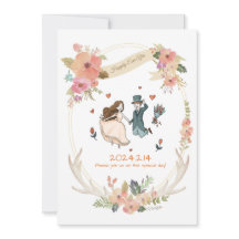 Whimsical, quirky, Convite De Casamento Desenhado 