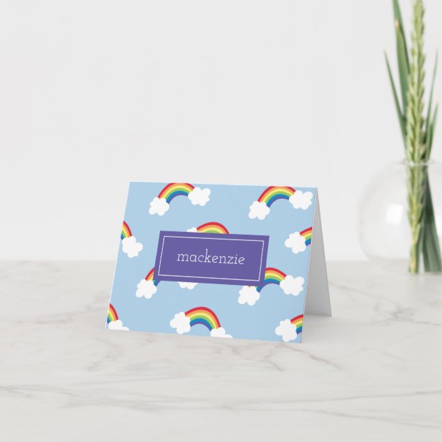 Whimsical Rainbow Personalizado Obrigado Notas (Frente)