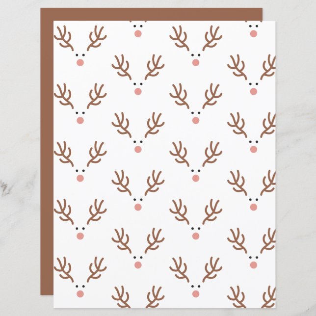 Whimsical Reindeer Boho Pattern Scrapbook Paper (Frente/Verso)