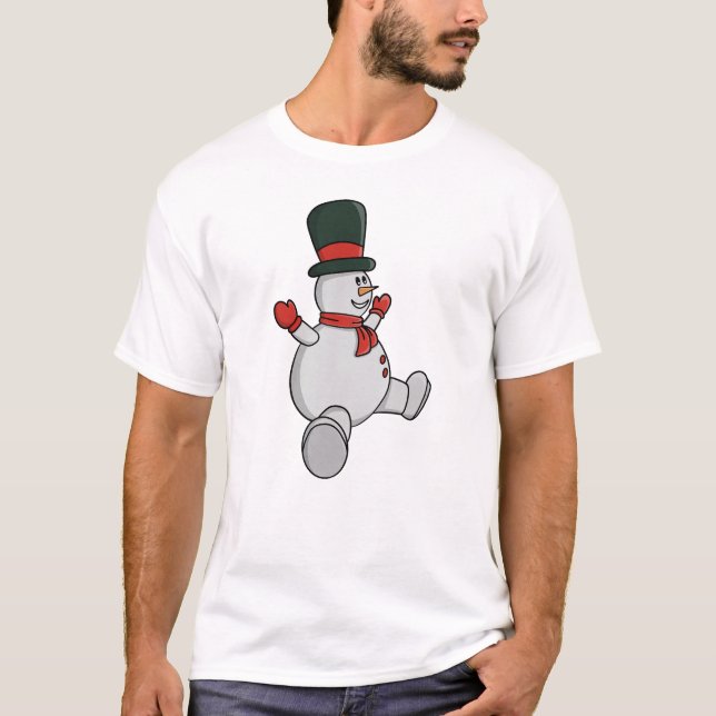 Whimsical Snowman with Top Hat and Scarf (Frente)