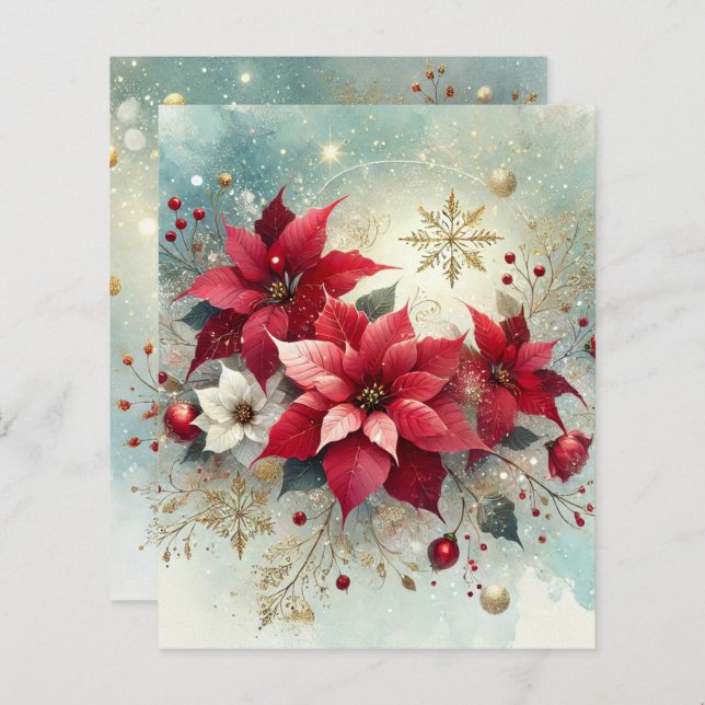 Whimsical Snowy Poinsettia Scrapbook (Frente/Verso)