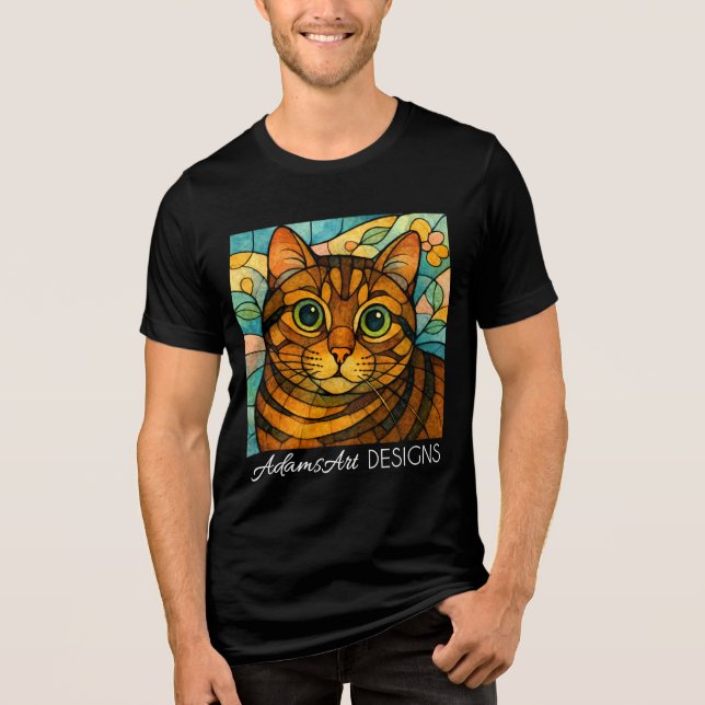 Whimsical Stained Glass Tabby Cat (Frente)