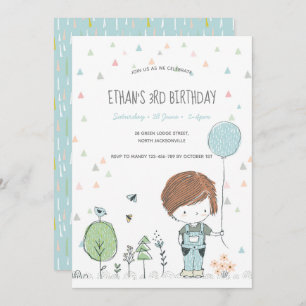 Whimsical Toddler BOY Convite para Aniversário de 
