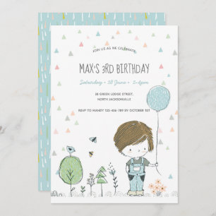 Whimsical Toddler BOY Convite para Aniversário de