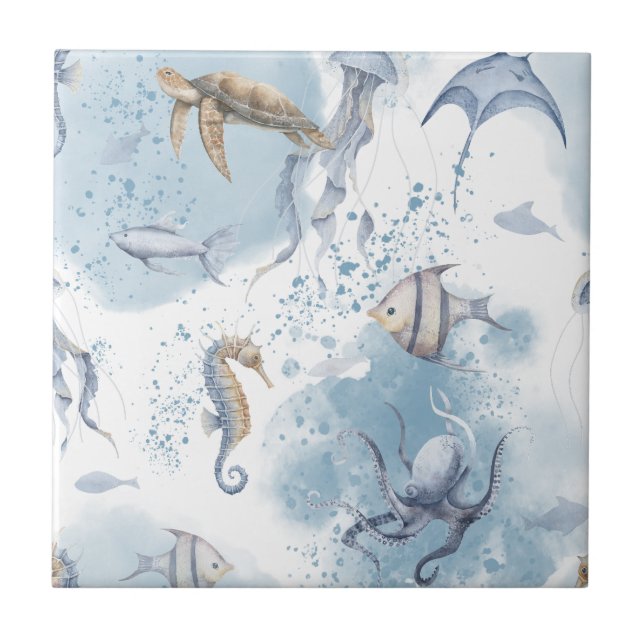 Whimsical Underwater World – Sea Creatures Pattern (Frente)