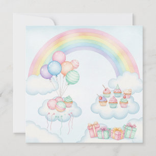 Whimsical Watercolor Aniversário Cartão Arco-Íris