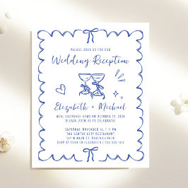 Whimsical Wavy Frame Wedding Reception Invitation