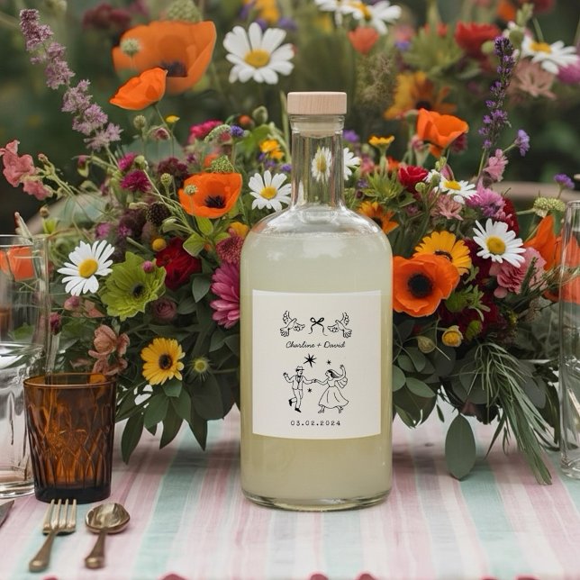 Whimsical Wedding Drink Bottle Label (Criador carregado)