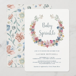 Whimsical Wreath Convite Floral Baby Sprinkle