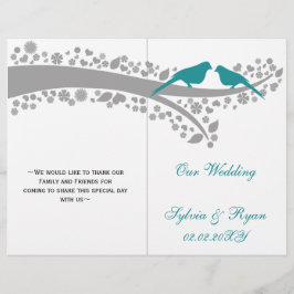 whimsy aqua lovebird dobrou programa de casamento