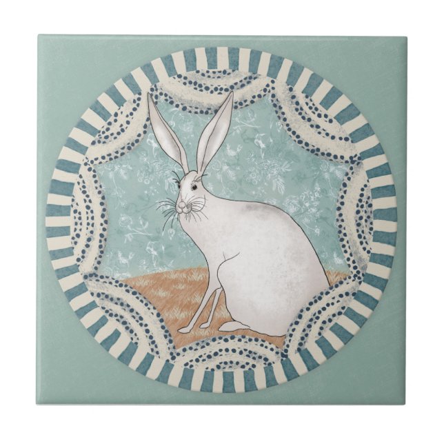 Whimsy Rabbit Mint Blue Terracotta Teal Aqua (Frente)