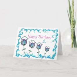 Whimsy Tulipes - Feliz Cartão de Aniversário
