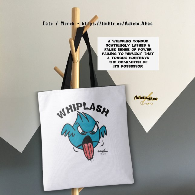 WHIPLASH Tote Bag da Poeta Adiela Akoo - branco (Whiplash Tote by Poet Adiela Akoo. Also available in army green. Shop the collection for tees, mugs+)