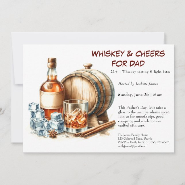 Whiskey & Cheers – Convite de Dia dos Pais Editáve (Frente)