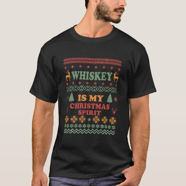 Whiskey é meu espírito de natal engraçado suéter f (Frente)