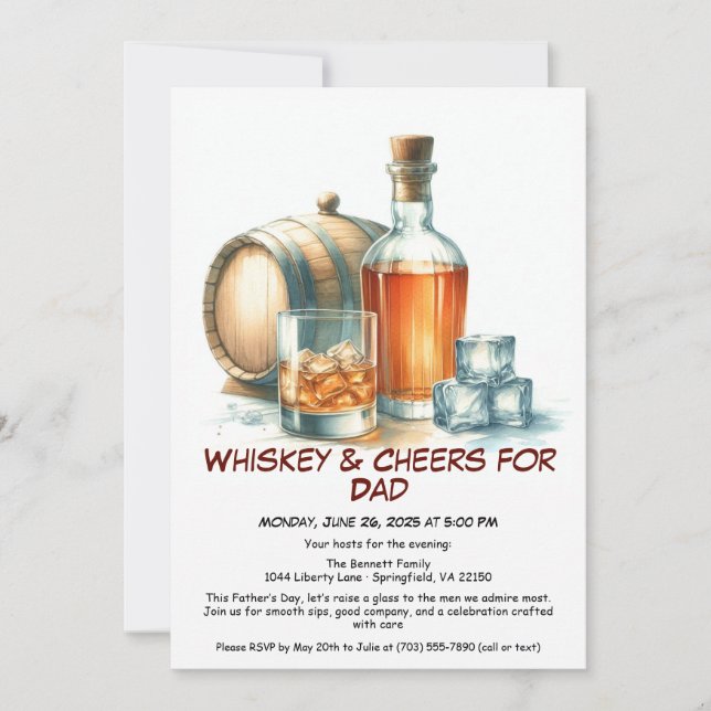 Whiskey e Saúde para o Pai - Convite para o Dia do (Frente)