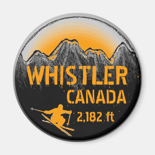 Whistler Canada orange ski art imã