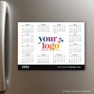 White 2026 Business Seu calendário de logotipos