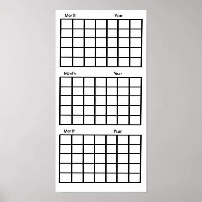 White  3 Month Calendar Poster (Frente)