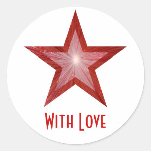 White adesivo redondo da Red Star 'With Love'