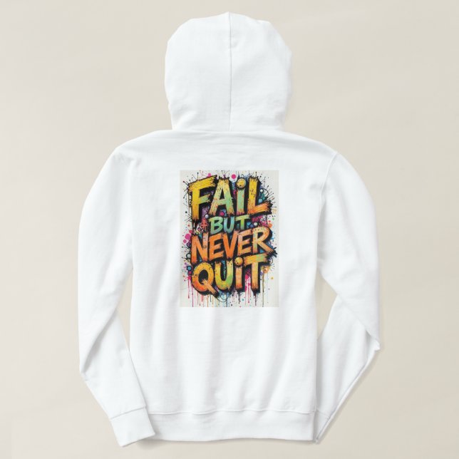 white Adult Pullover Hoodie with design (Verso do Design)