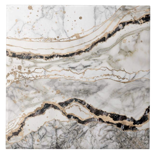 White and Black Marble Textures Abstract (Frente)