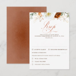 White and Terracotta Flowers Wedding RSVP